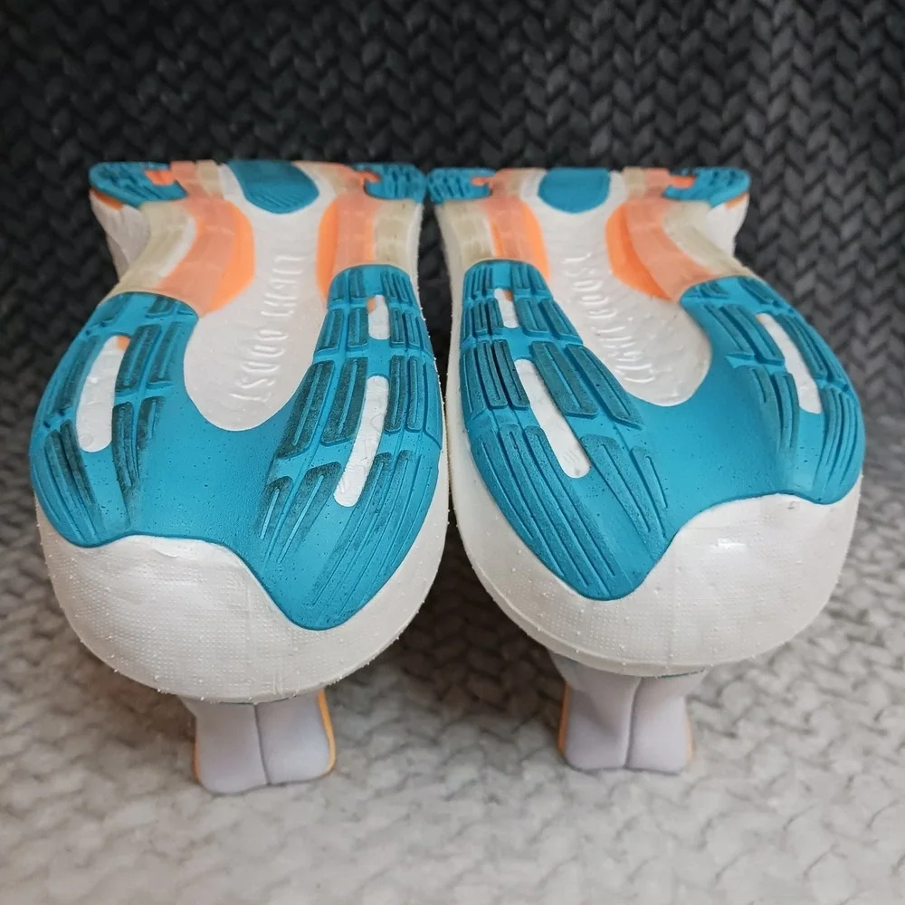 Adidas UltraBoost Light Grey Flash Orange Cyan Men's Walking Running Shoes Sz 10